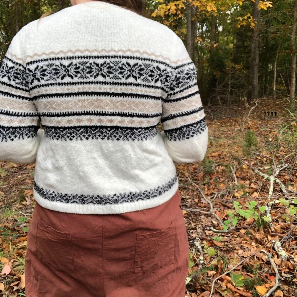 Croft and Barrow M White Soft Cabin Sweater circa Y2k - Picture 8 of 9